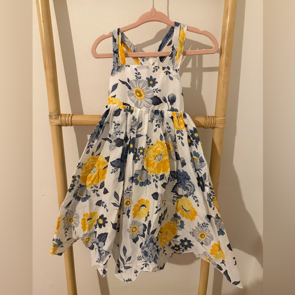 Joie White Sundress with Yellow & Navy Floral Print